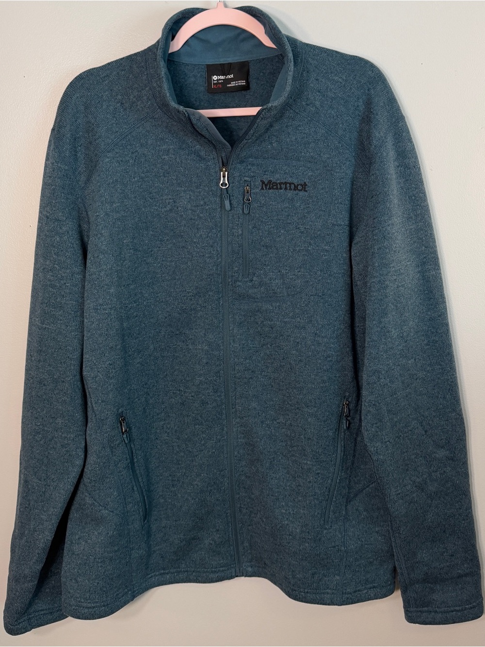 Marmot men’s drop line full zip fleece jacket XL green sweater outerwear GUC